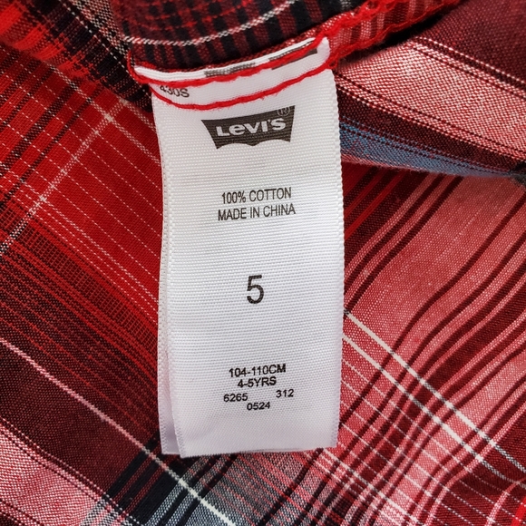 Levi's Button-Down Plaid Long Sleeves, Kids, Size 5 - Picture 6 of 6